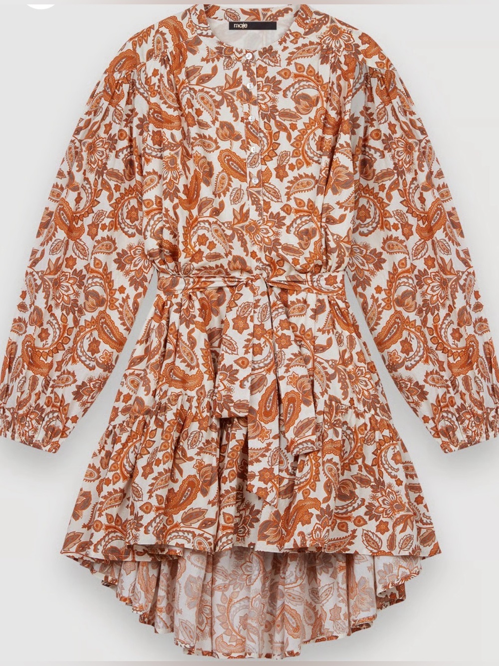 Maje Ridtissa Paisley-Print Cotton Mini Dress